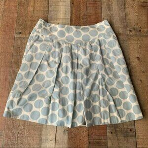 Banana republic blue and white large polka dot skirt pleated high rise pockets